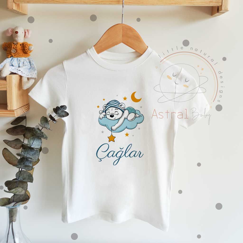 Bulutta Uyuyan Ayıcık Desenli Çocuk T-shirt