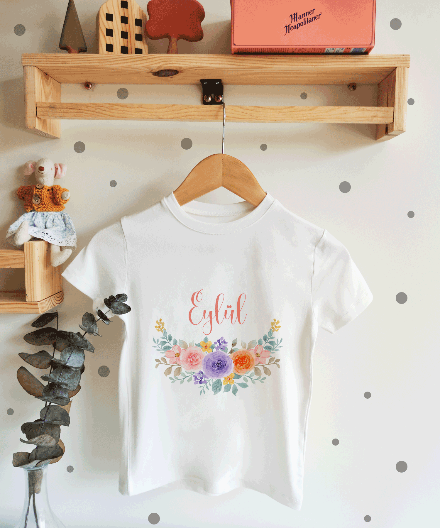 Renkli Çiçek Desenli Çocuk T-shirt