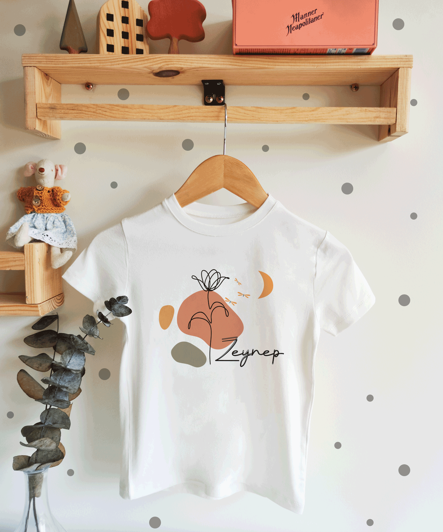 Boho Çiçek Desenli Çocuk T-shirt