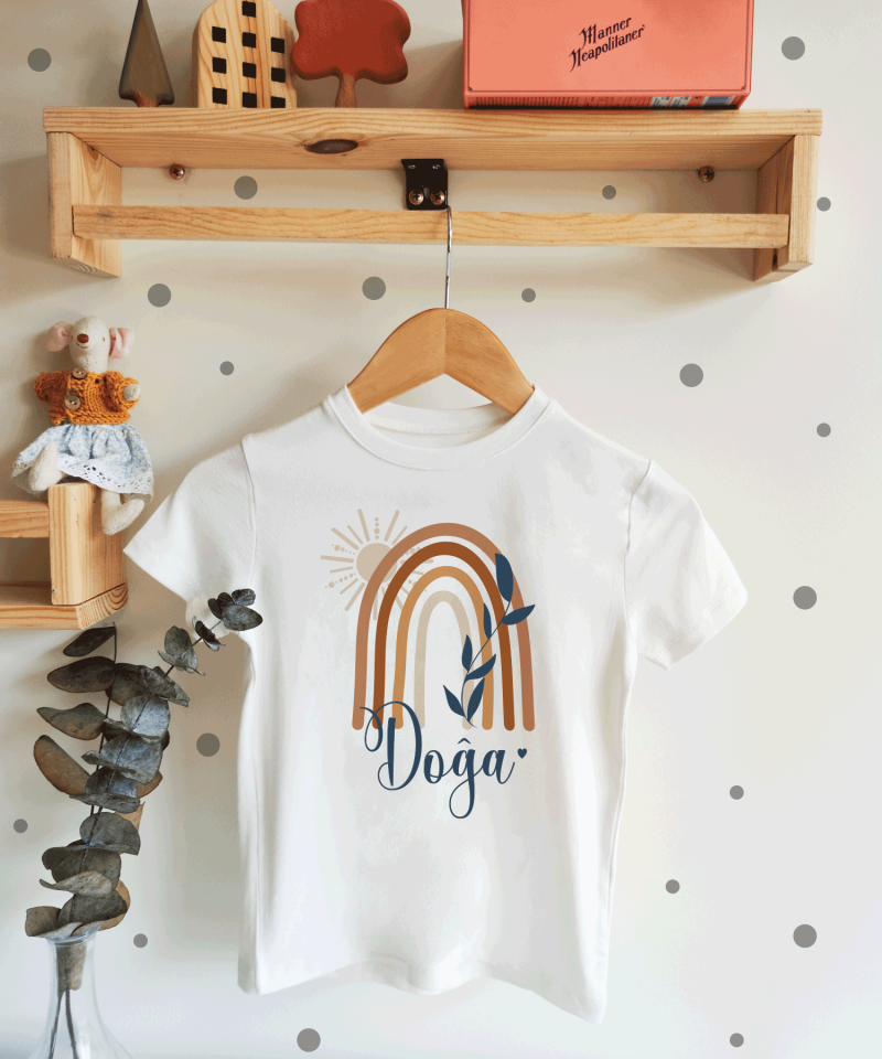 Boho Gökkuşağı Desenli Çocuk T-shirt