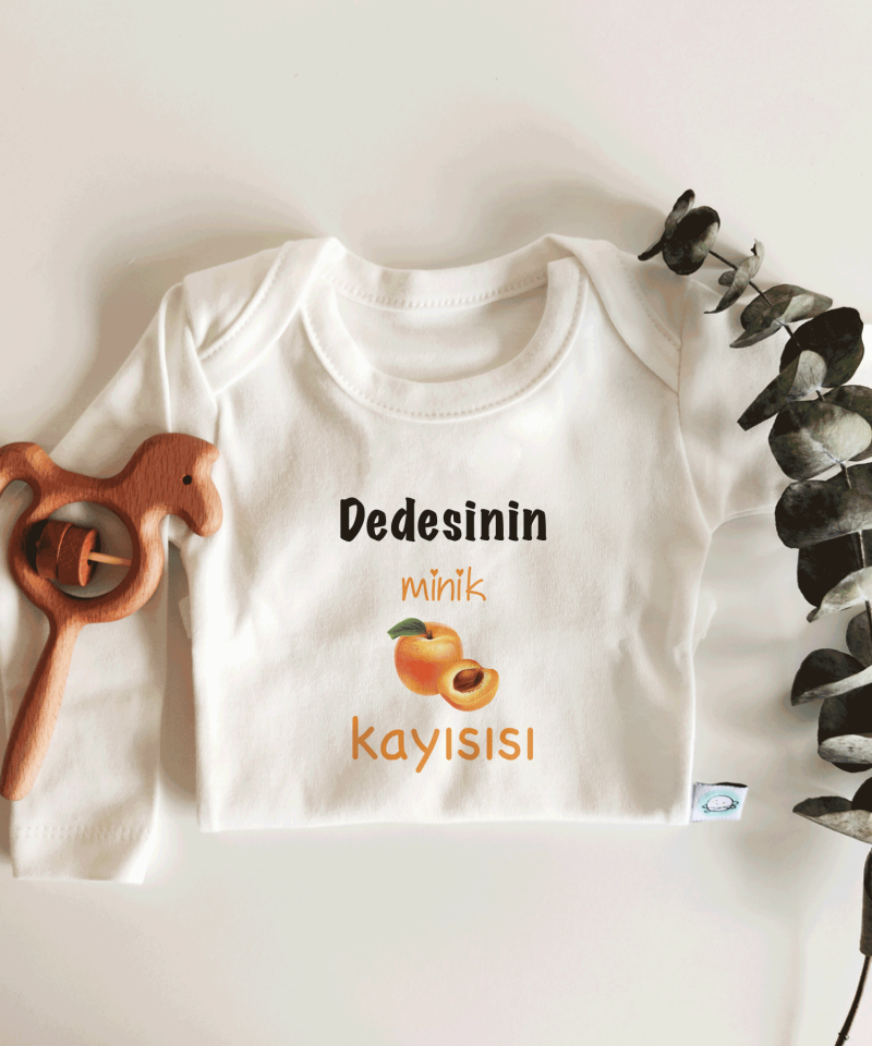 Dedesinin Minik Kayısısı Yazılı Kısa / Uzun Kol Çıtçıtlı Bebek Body