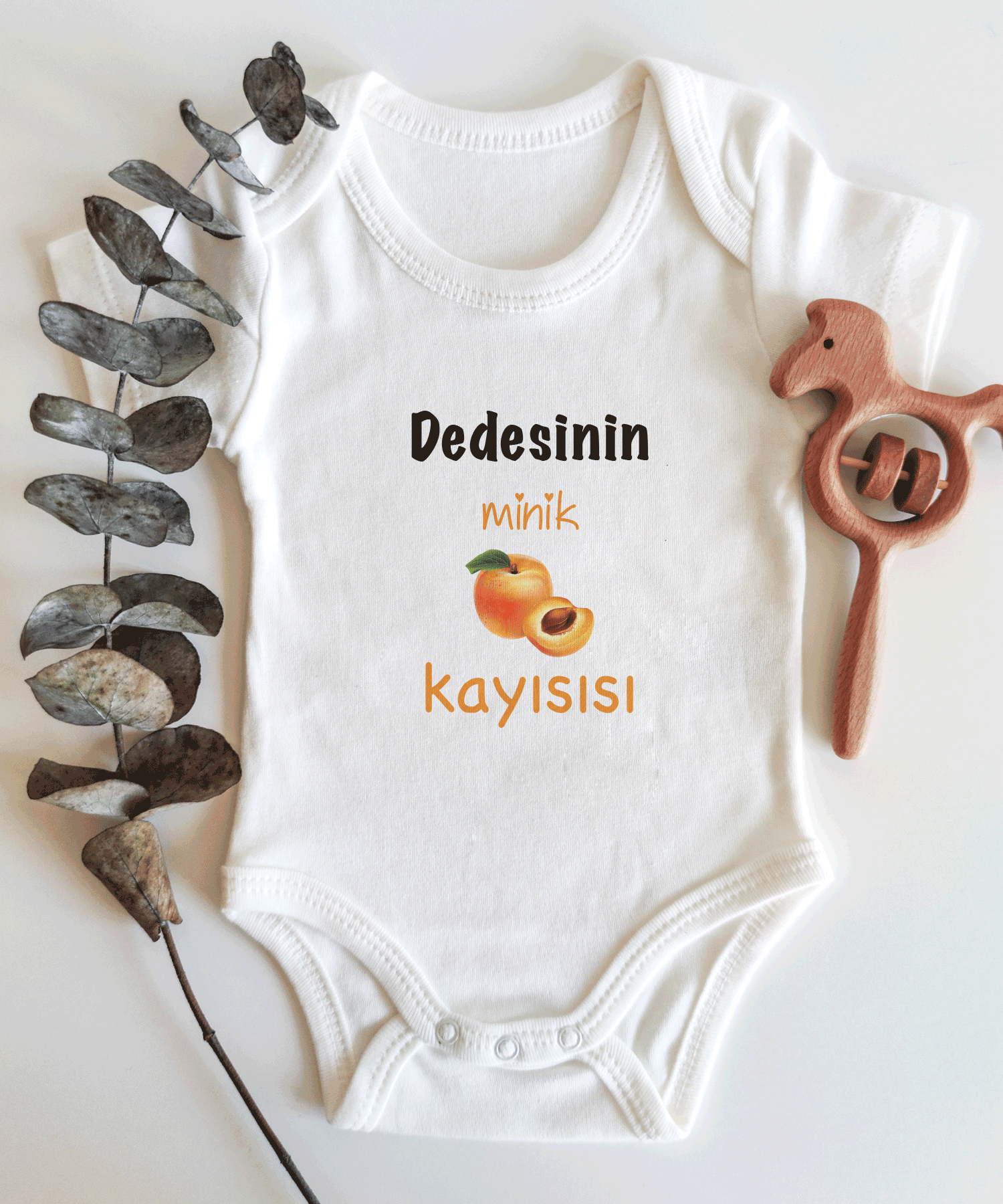 Dedesinin Minik Kayısısı Yazılı Kısa / Uzun Kol Çıtçıtlı Bebek Body