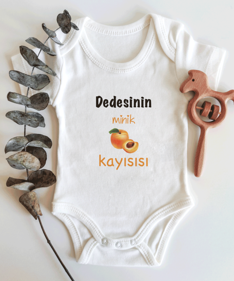 Dedesinin Minik Kayısısı Yazılı Kısa / Uzun Kol Çıtçıtlı Bebek Body