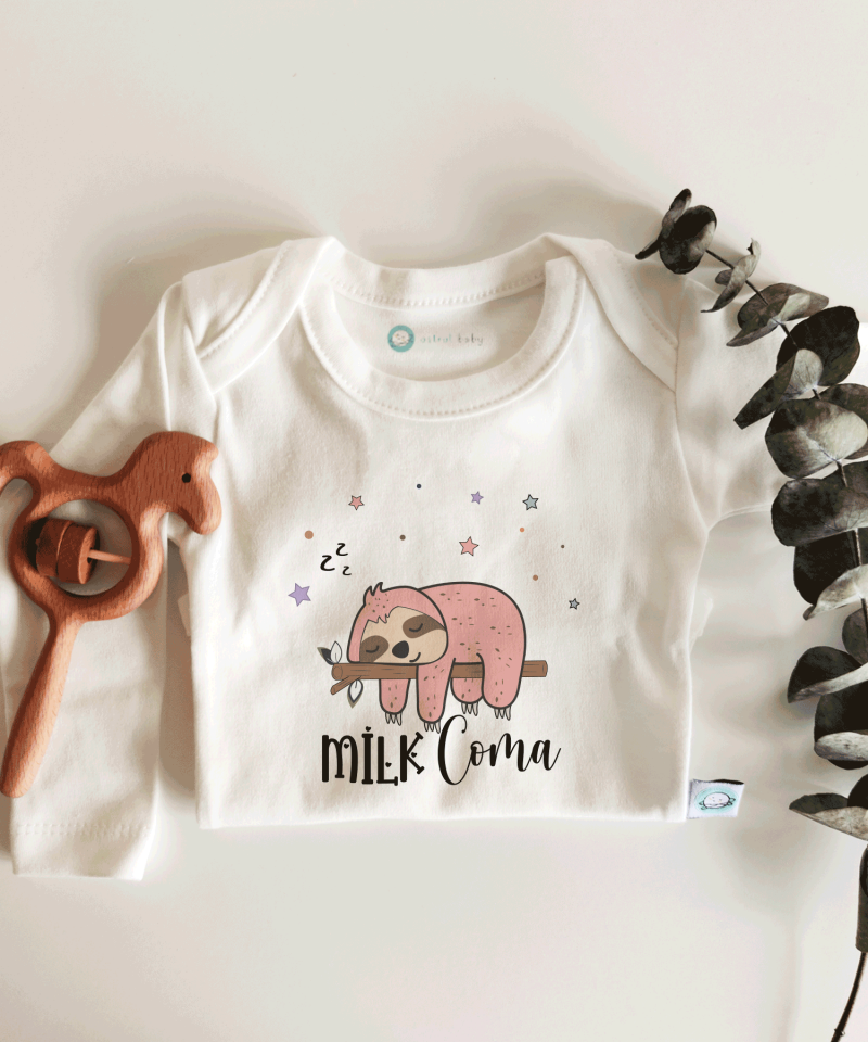 Milk Coma Pembe Kısa / Uzun Kol Çıtçıtlı Bebek Body