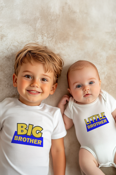 %100 Pamuk Big Brother / Little Brother Mavi 2'li Kardeş Kombini