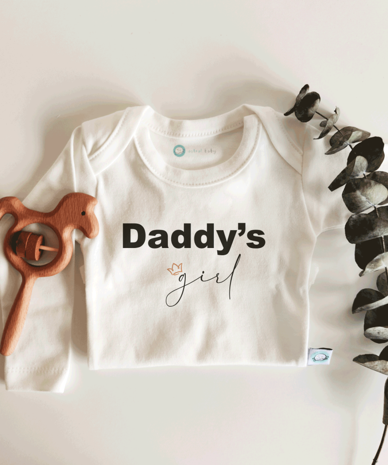 Daddy's Girl Yazılı Babalar Günü Kısa / Uzun Kol Çıtçıtlı Bebek Body