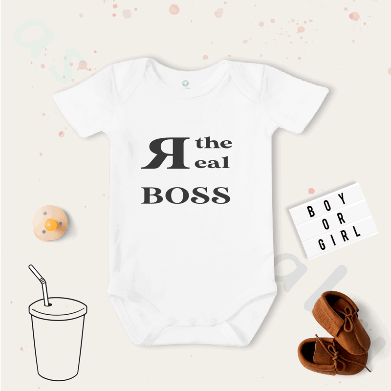 Real Boss Desenli Kısa / Uzun Kol Çıtçıtlı Bebek Body