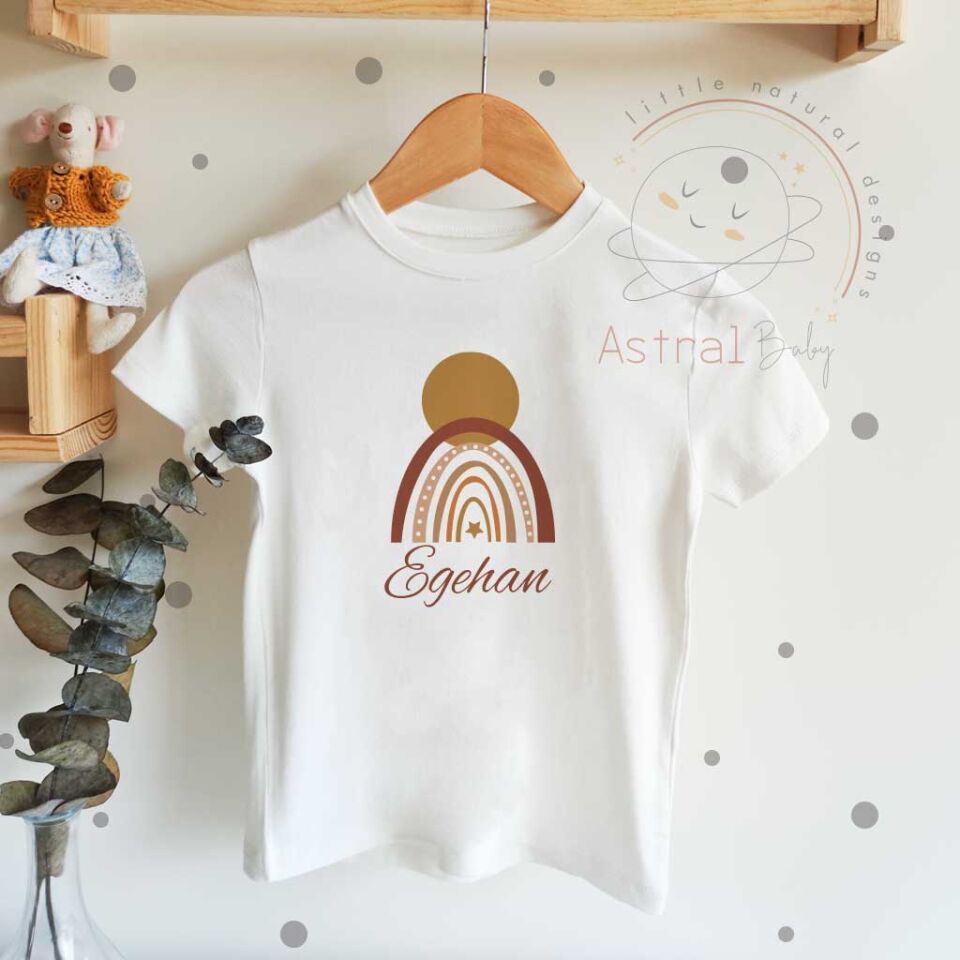 Boho Günbatımı Gökkuşağı Temalı Çocuk T-shirt