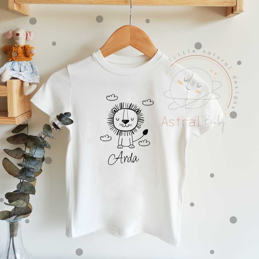 Çizim Aslan Temalı Çocuk T-shirt (Renk Seçenekli)