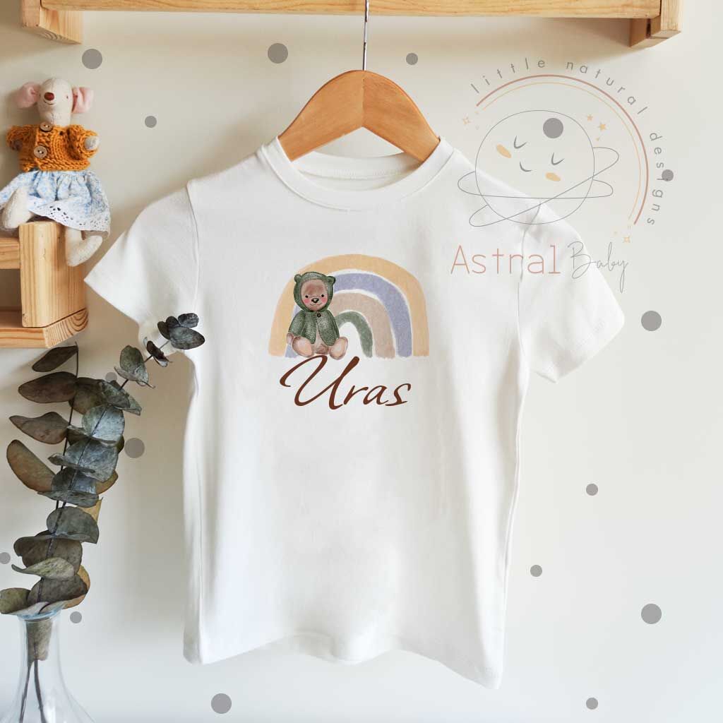 Ayıcık ve Gökkuşağı Temalı Çocuk T-shirt