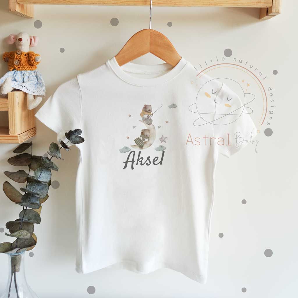 Ayıcıklar Bulutlar ve Yıldızlar Tonları Temalı Çocuk T-shirt