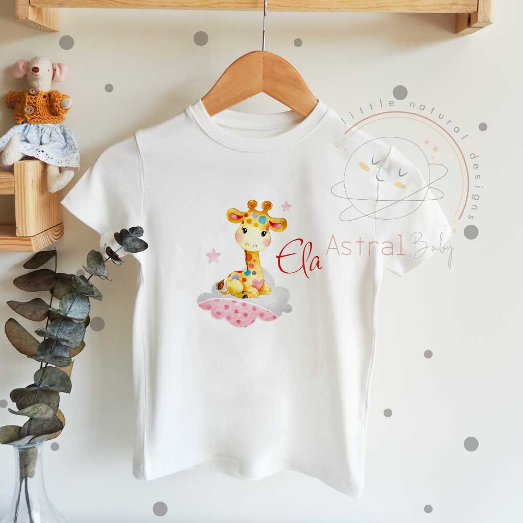 Renkli Bebek Zürafa Desenli Çocuk T-shirt